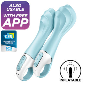 Satisfyer Air Pump Vibrator 5+ Inflatable G-Spot Vibrator App Blue 4061504038544