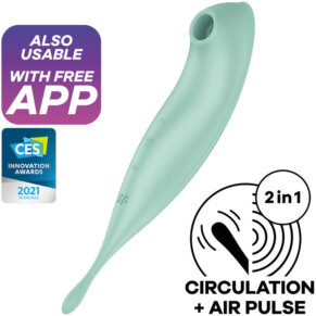 Satisfyer Twirling Pro+ Air Pulse Stimulator & Vibrator App Green 4061504043913